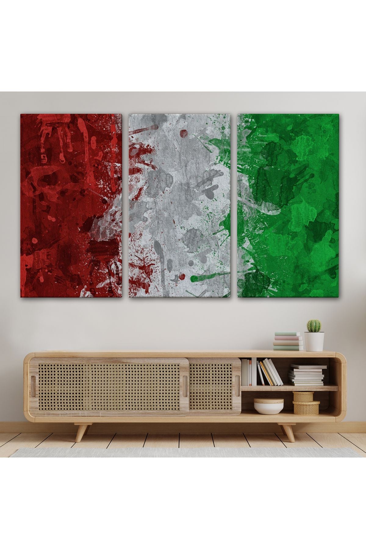 İtalya Bayrağı Kanvas Duvar Tablo, Ev ve Ofis Dekoru, Spor Kulübü, Bar Dekoru-5402