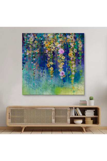 Soyut Çiçekler Suluboya Görünüm Dekoratif Kanvas Duvar Tablosu-5831