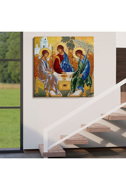 Andrei Rublev Tarafından Kutsal Üçleme Kanvas Tablo, Hristiyan Kilise Hediyesi-5327