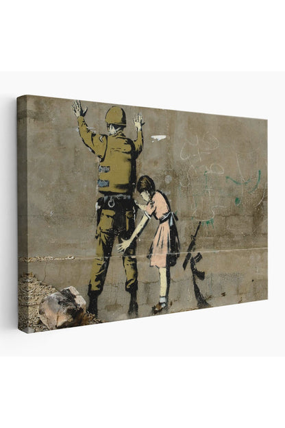 Bansky'nin Askeri Arayan Küçük Kız Eseri Kanvas Tablo-5013