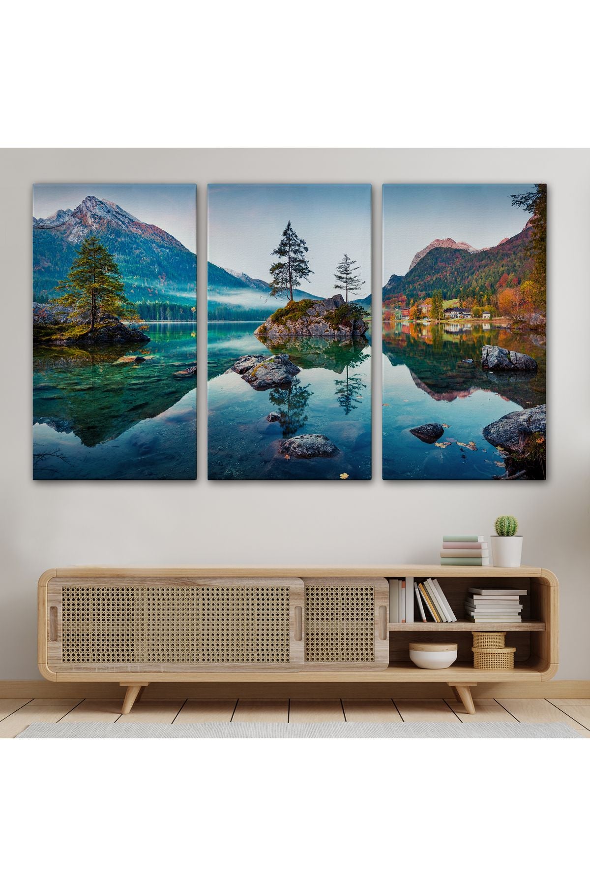 Özel Tasarım, Dekortif BaskıHintersee Gölü Almanya Dekoratif Kanvas Duvar Tablosu-3563