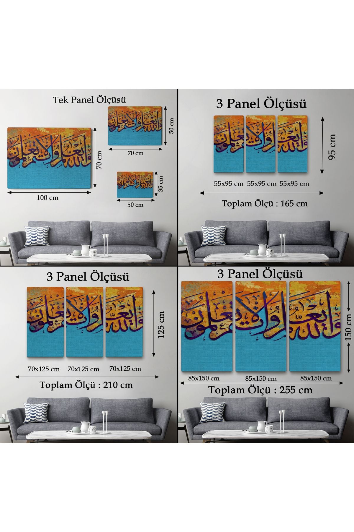 Ayet Yazılı Dini Kanvas Tablo-3346