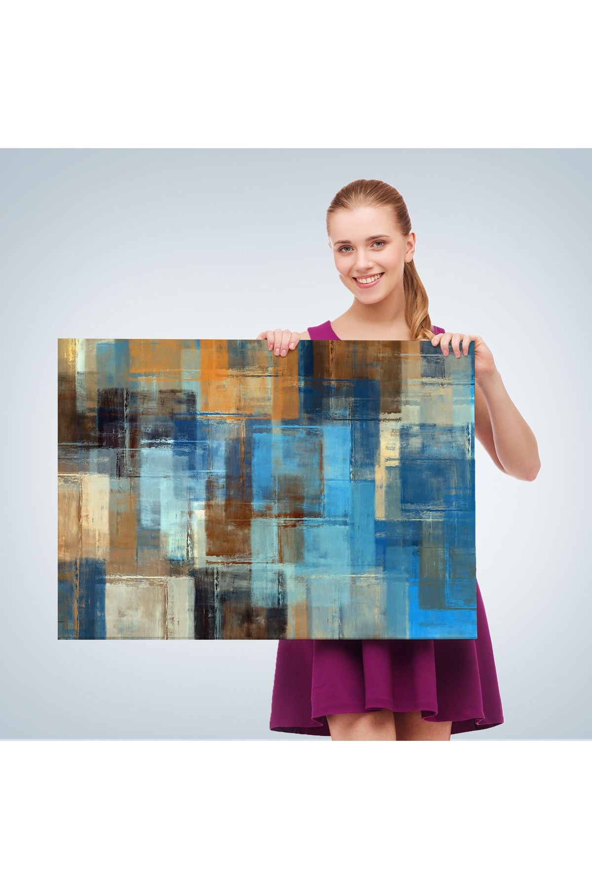 Soyut Yağlıboya Görünüm Dekoratif Kanvas Duvar Tablosu-3449