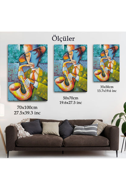 Saksafon Çalan Adam Kanvas Tablo-6461