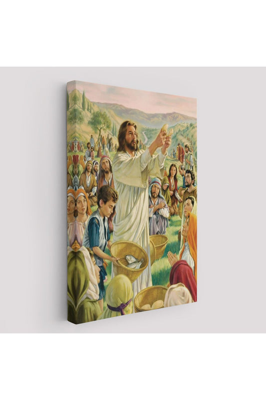 Rab İsa Binlerce Kişiyi Birkaç Ekmek ve Balıkla Doyuruyor Tablo Jesus Christ -6386