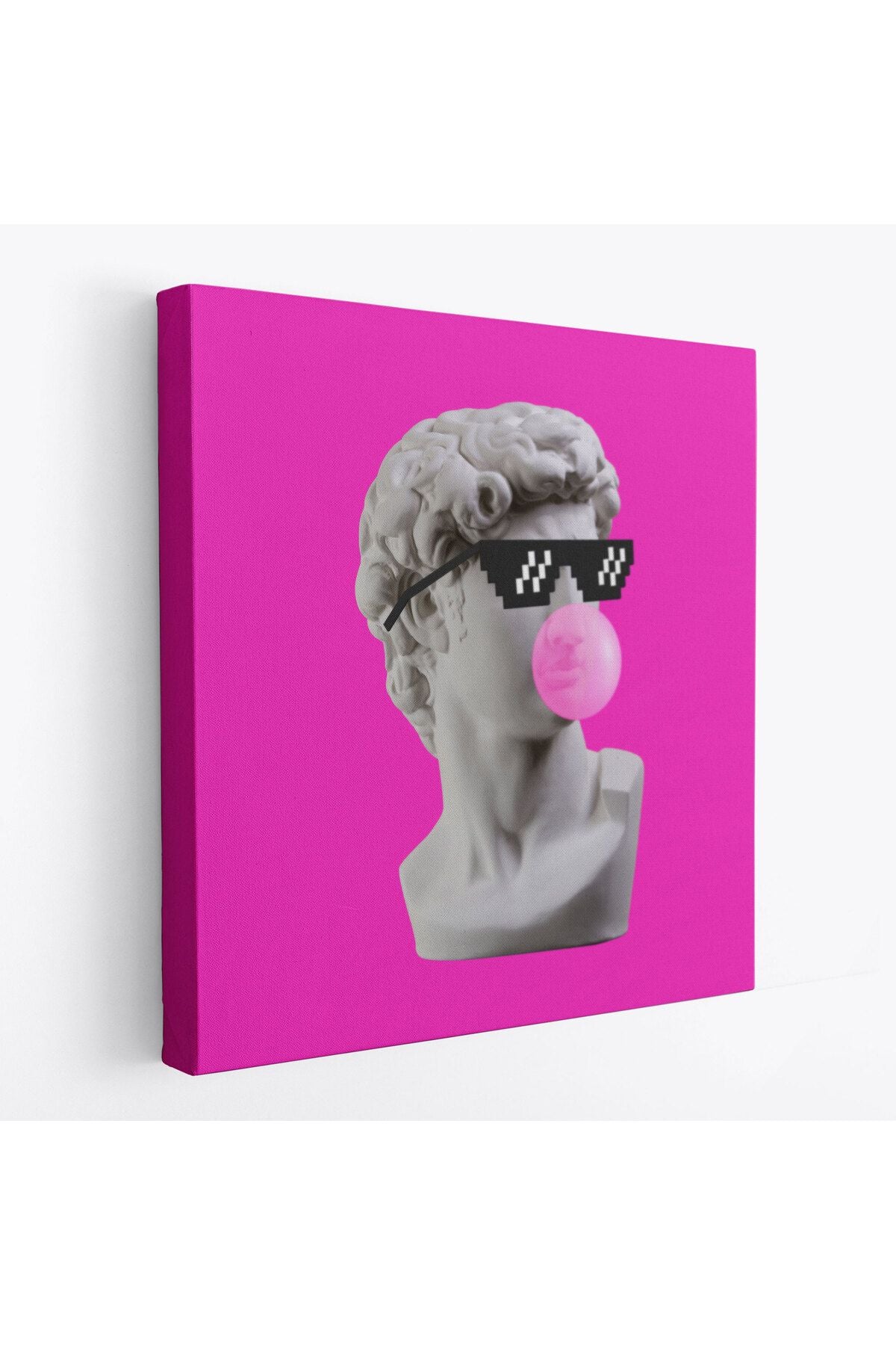 Piksel Gözlüklü David'in Kafasının Alçı Heykeli Kanvas Tablo, Pop Art-5064