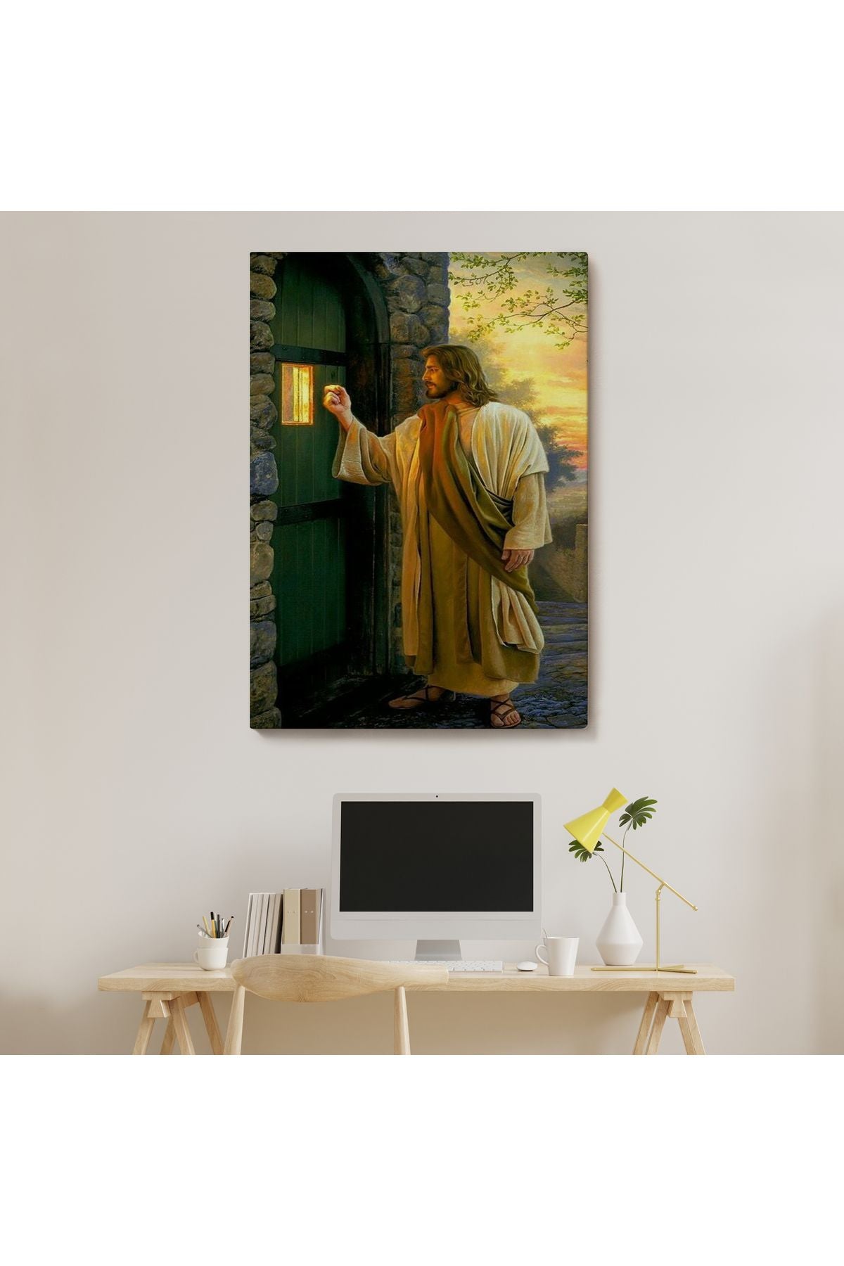İsa Mesih Kapıyı Çalıyor, Hristiyan Duvar Sanatı, Kilise Hediyesi Kanvas Tablo-5271
