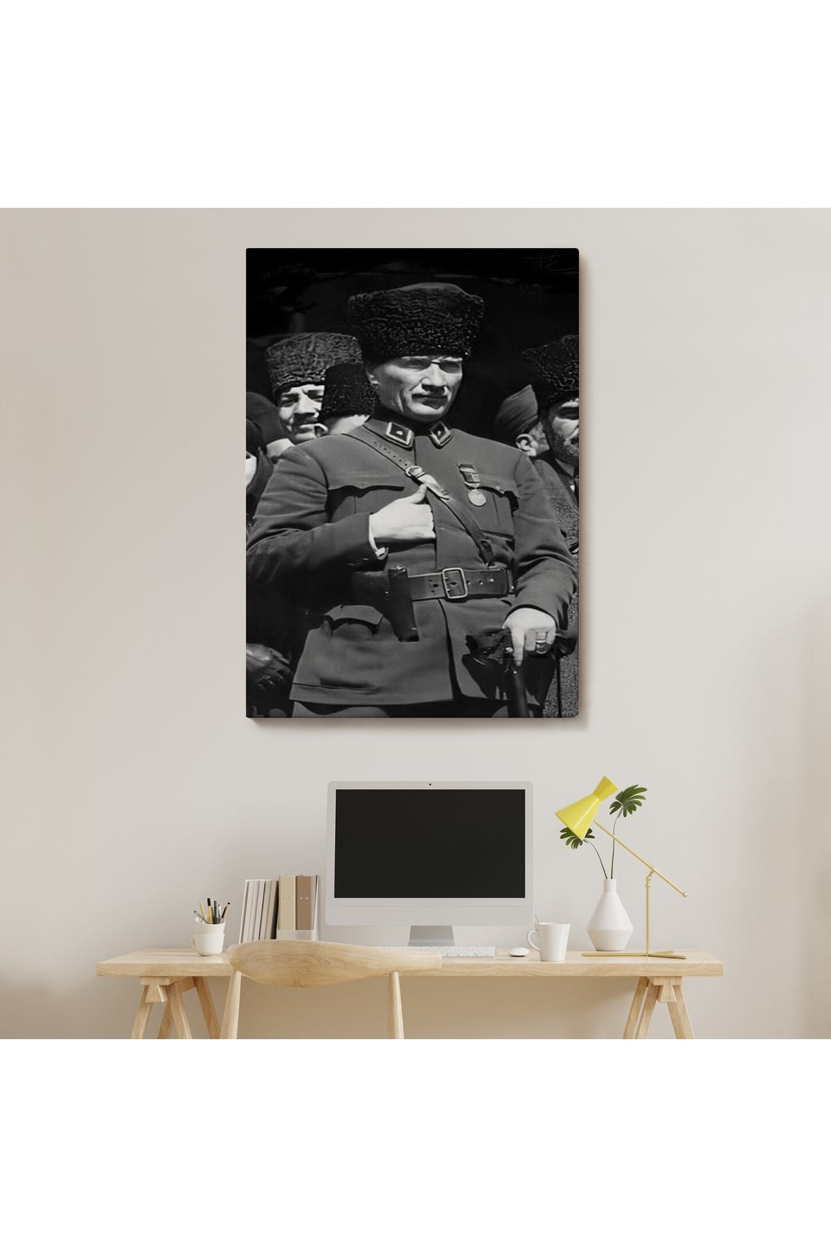 Atatürk Portre Tablosu Mustafa Kemal Atatürk Dikdörtgen Dekoratif Kanvas Tablo-ey-123