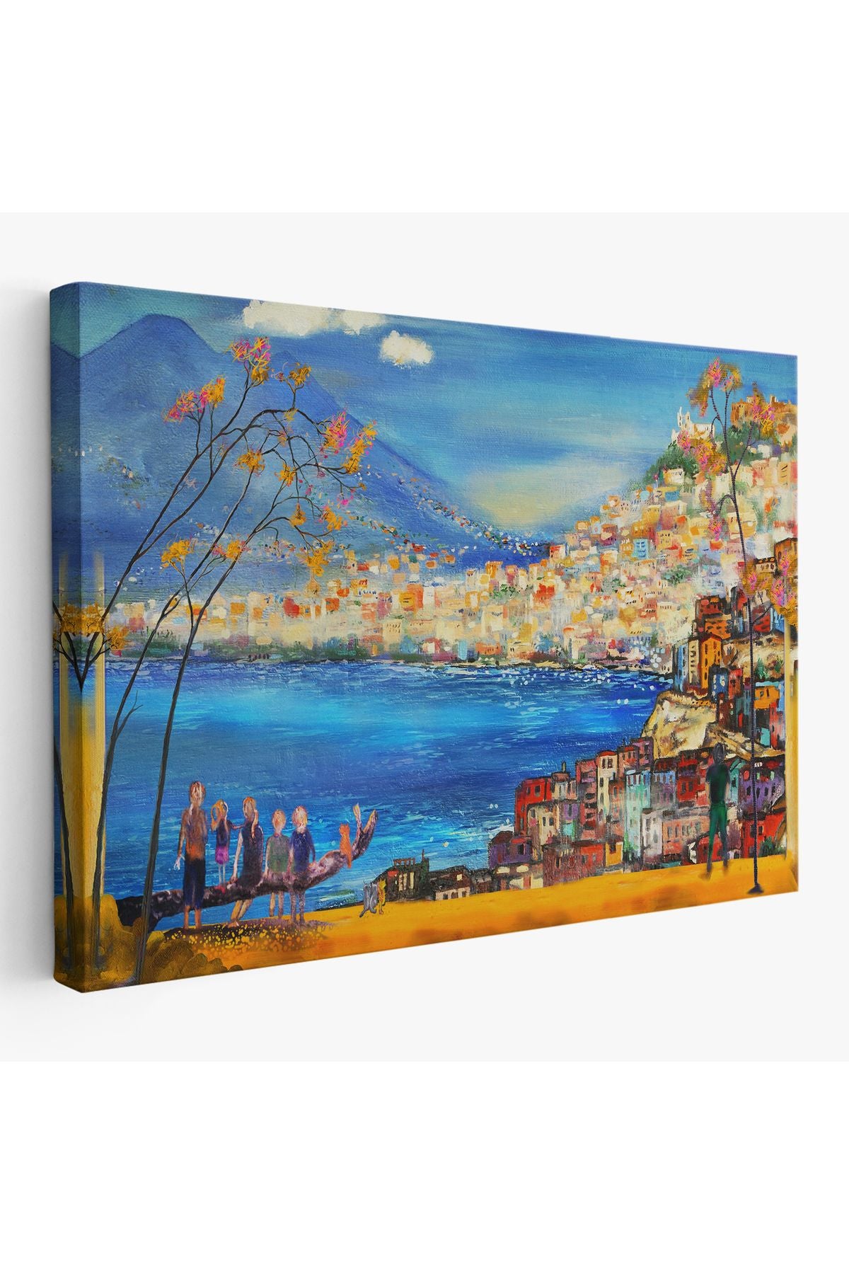 YS Özel Güney İtalya Yağlıboya Görünüm Dekoratif Kanvas Duvar Tablosu-3578