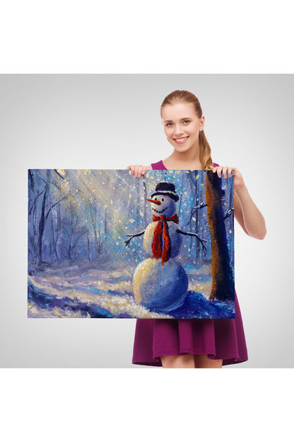 YB Ormanında Güneş Işınlarıyla Aydınlatılan Kardanadam Tablosu-1239