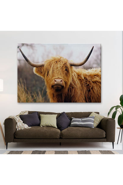 Özel Tasarım, Dekortif BaskıAmerikan Yayla İneği Kanvas Tablo-5156