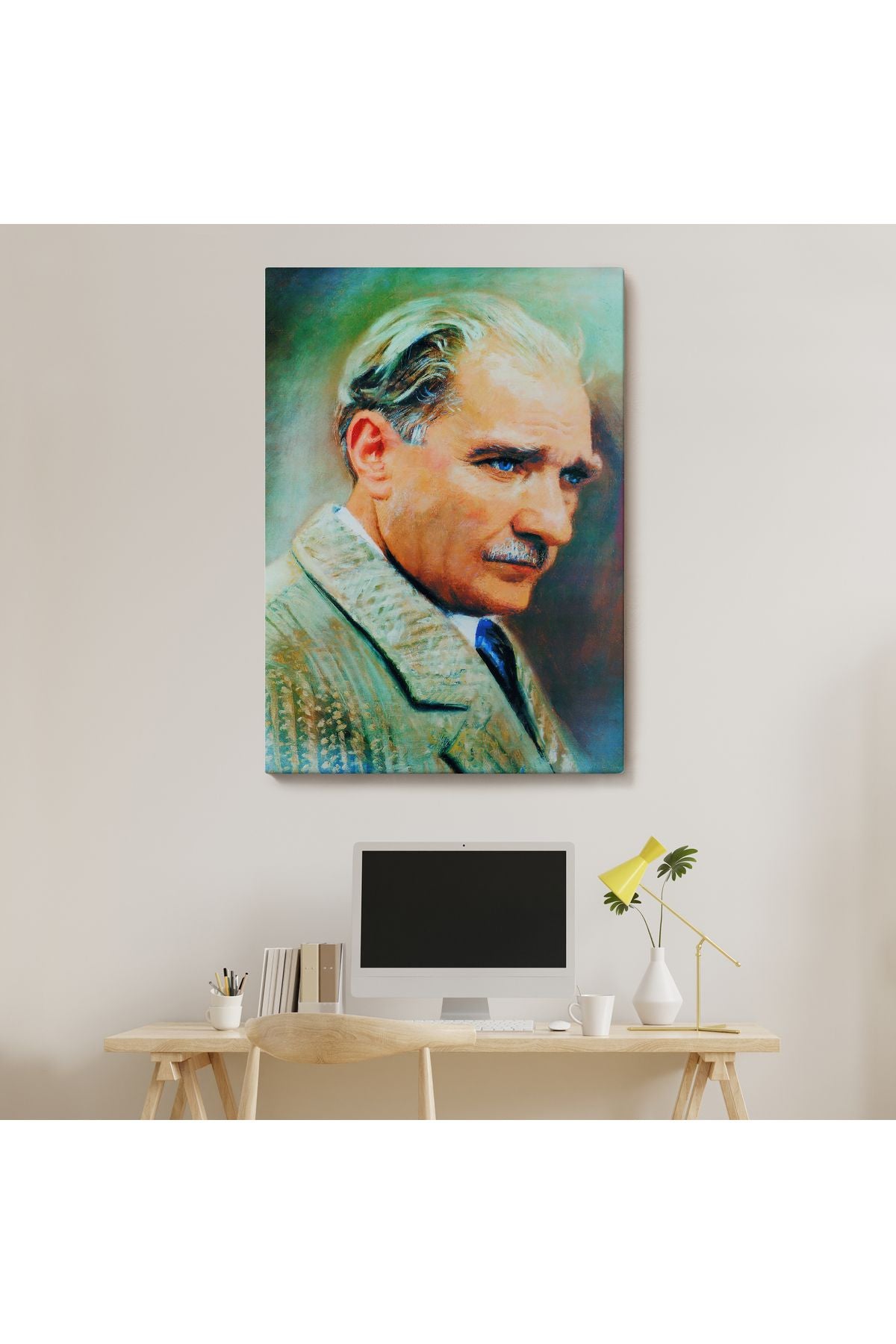 Atatürk Portre Tablosu Mustafa Kemal Atatürk Dikdörtgen Dekoratif Kanvas Tablo-CL-62