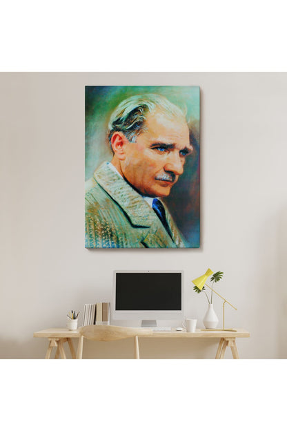 Atatürk Portre Tablosu Mustafa Kemal Atatürk Dikdörtgen Dekoratif Kanvas Tablo-CL-62