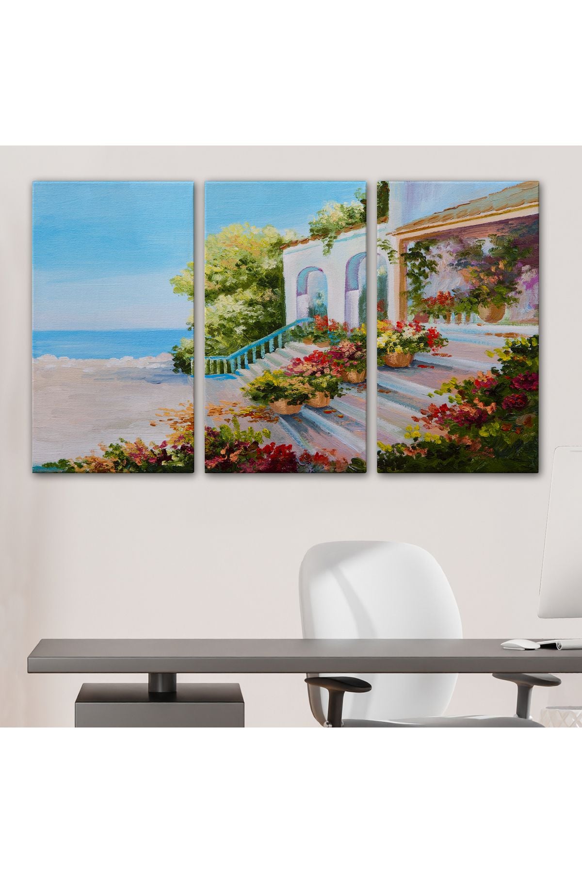 Deniz Teras Manzaralı Dekoratif Kanvas Duvar Tablosu-3443