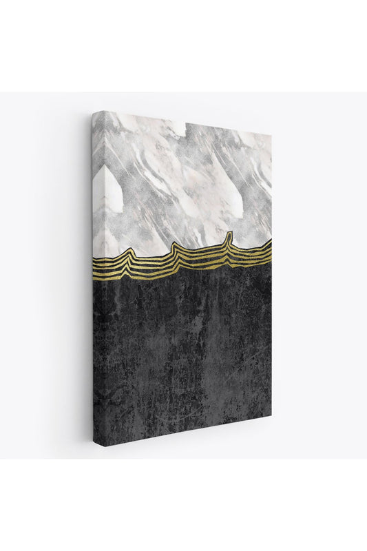 Siyah Beyaz Mermer Desenli Dekoratif Kanvas Tablo-5175