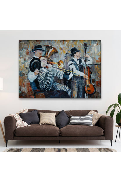 Özel Tasarım, Dekortif  BaskıMüzik Çalan Orkestra Dekoratif Duvar Tablosu-3743