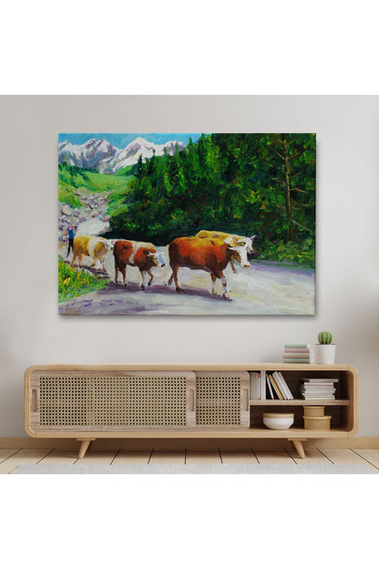 Otlayan Boğa Kanvas Duvar Tablosu-1183