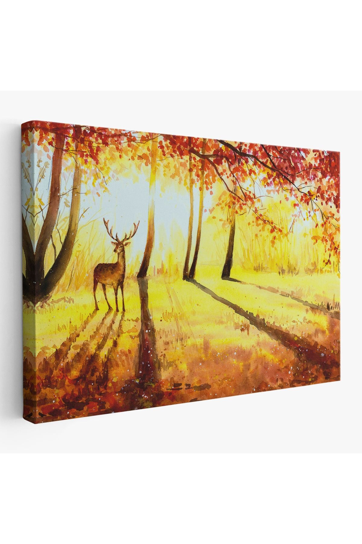 Baharda Ormanda Bir Geyik Yağlıboya Görünüm Kanvas Tablo-3745