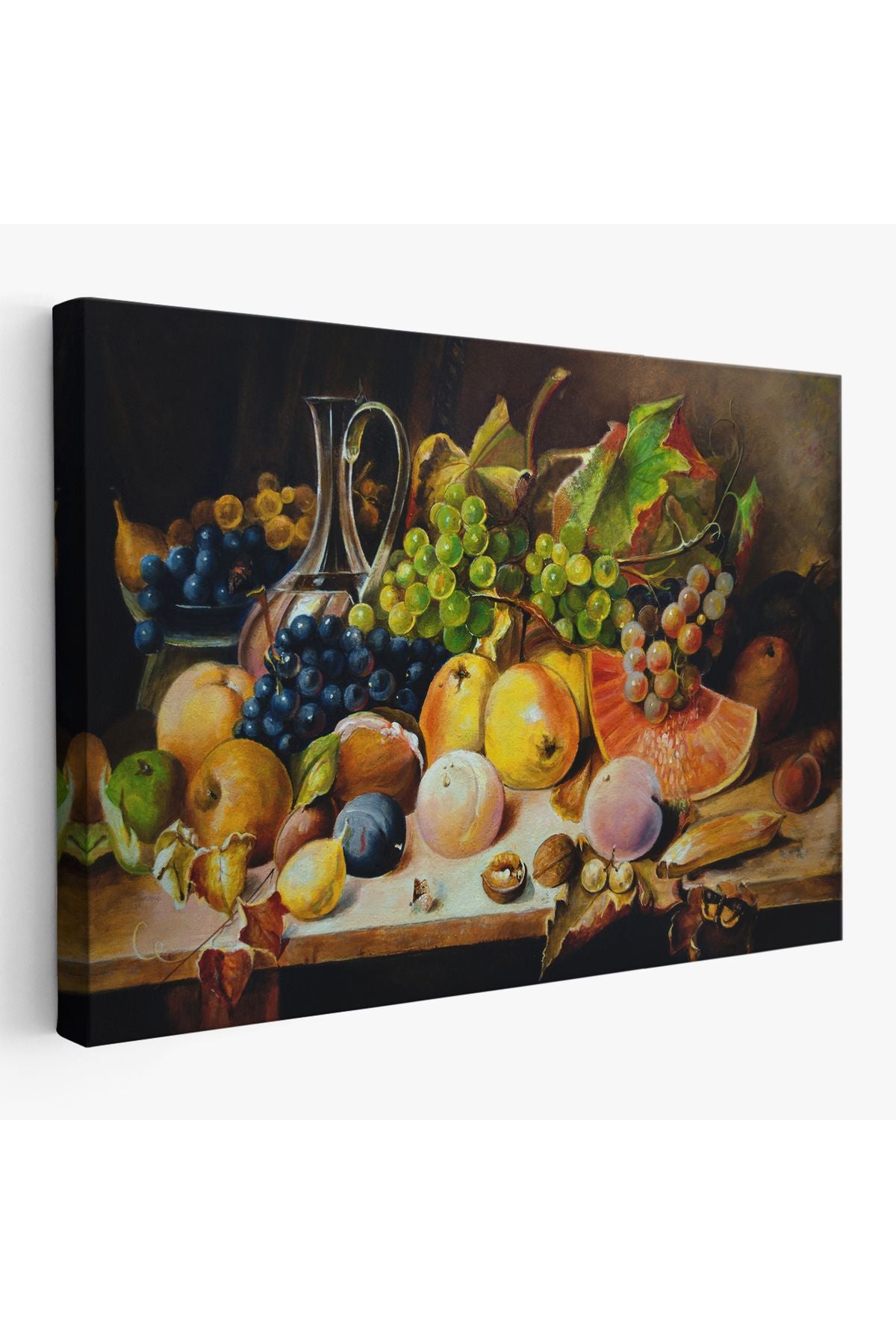 Masadaki Meyveler Yağlıboya Görünüm Dekoratif Kanvas Duvar Tablosu-3632