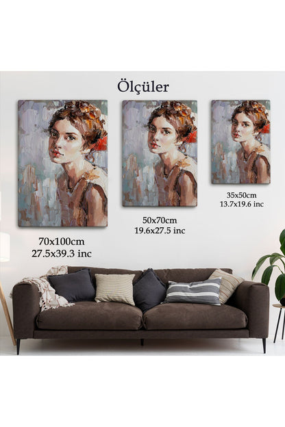 Masum Genç Kız ,Yağlıboya Görünümlü Kanvas Tablo-4970