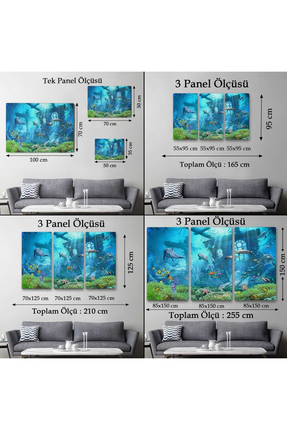 Su Altı Manzarası Yağlıboya Görünüm Dekoratif Kanvas Duvar Tablosu-3667