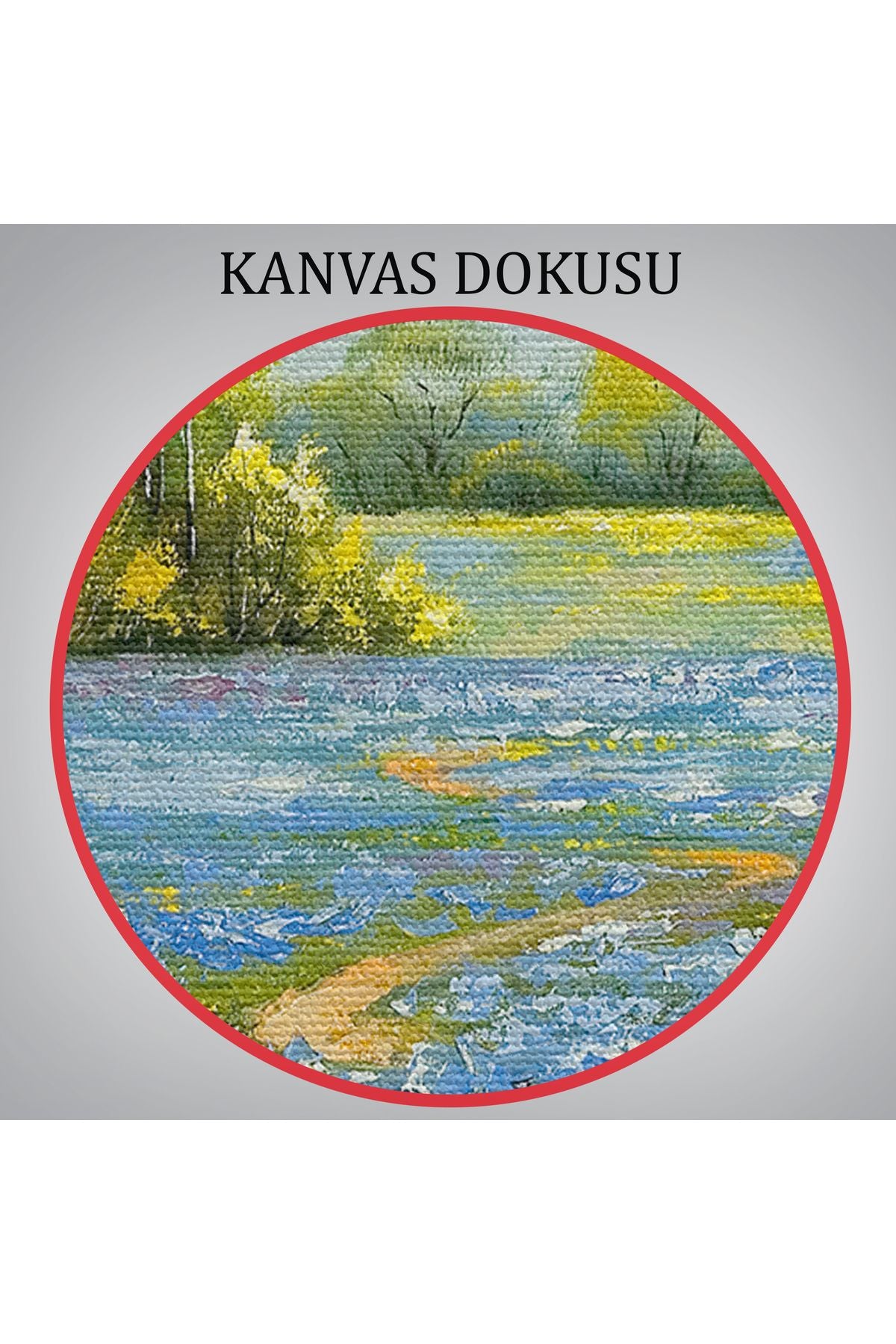 Mavi Gelincik Tarlası Yağlıboya Görünüm Dekoratif Kanvas Duvar Tablosu-3763