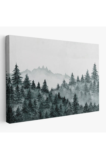 Suluboya Görünümlü Orman Manzarası Dekoratif Kanvas Duvar Tablosu-3644
