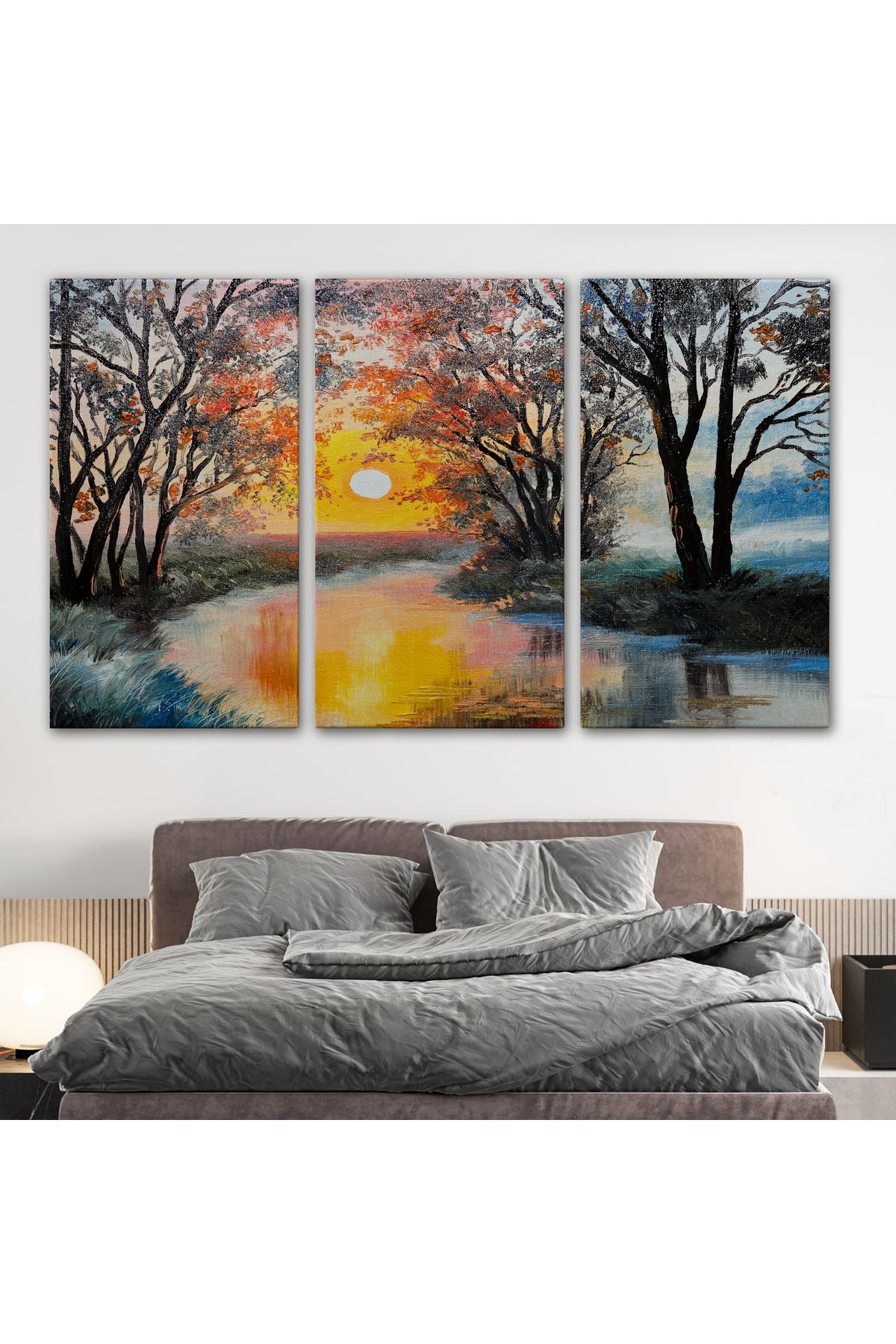 shn st0001 Kış Mevsiminde Karlı Bir Nehir Manzarası Duvar Tablosu-3464