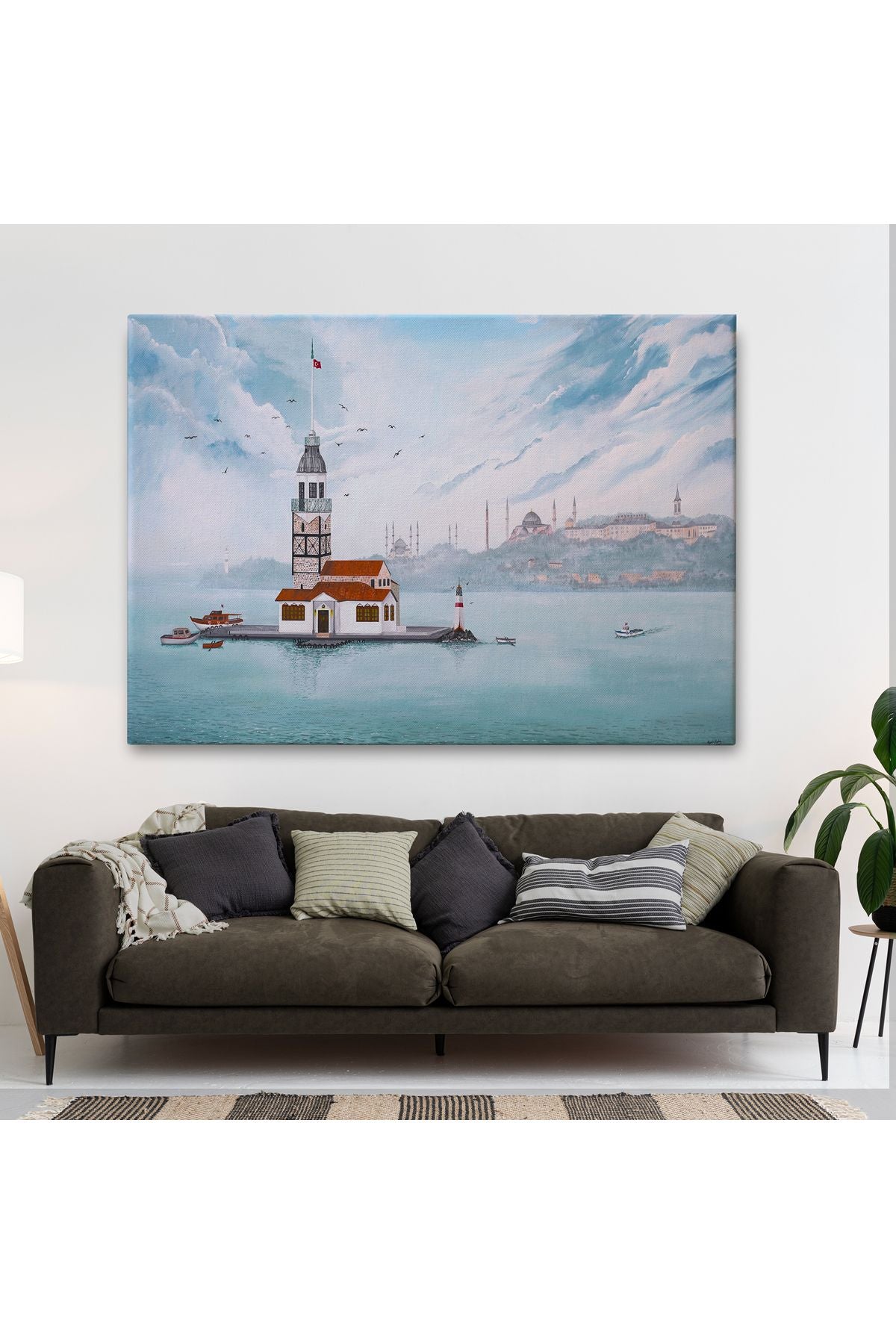 Kız Kulesi Yağlıboya Görünüm Dekoratif Kanvas Tablo-3587