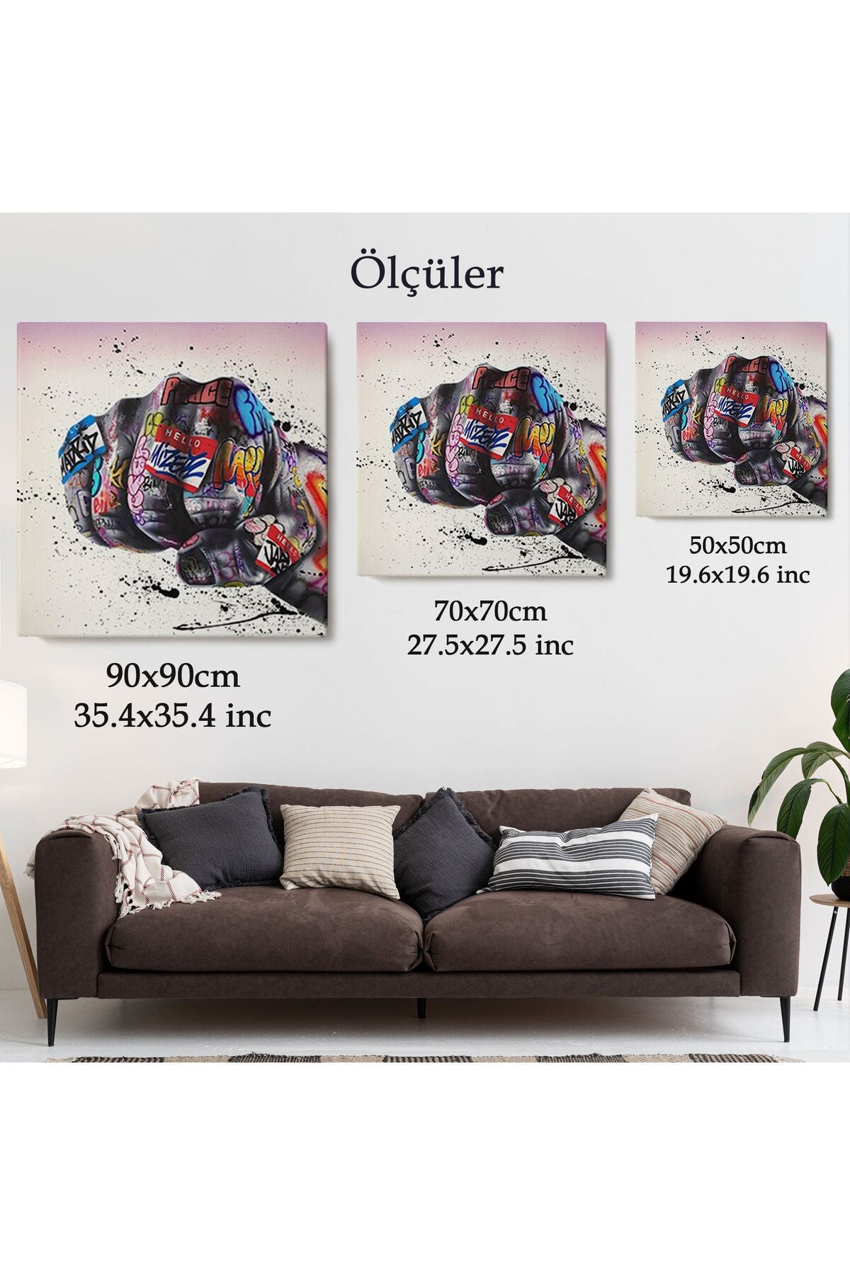 Sokak Graffiti Duvar Sanatı Kanvas Tablo, Banksy Renkli Graffiti Pop Art-5337