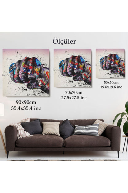 Sokak Graffiti Duvar Sanatı Kanvas Tablo, Banksy Renkli Graffiti Pop Art-5337
