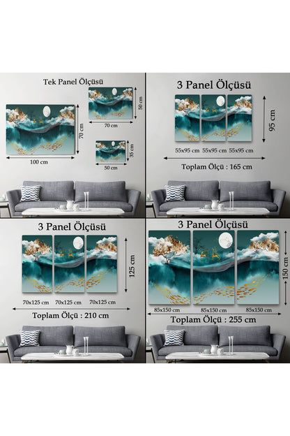 emn seri001 Ormanda Koşan Geyiklerin Dijital Sanatı Kanvas Tablo-5040