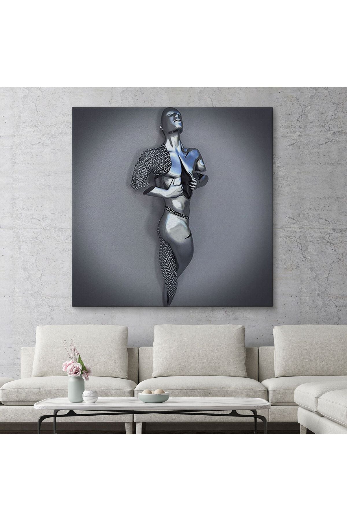 Metalik Efektli Modern Kanvas Tablo, Romantik Beden, 3D Efektli Aşk Sanatı-5364