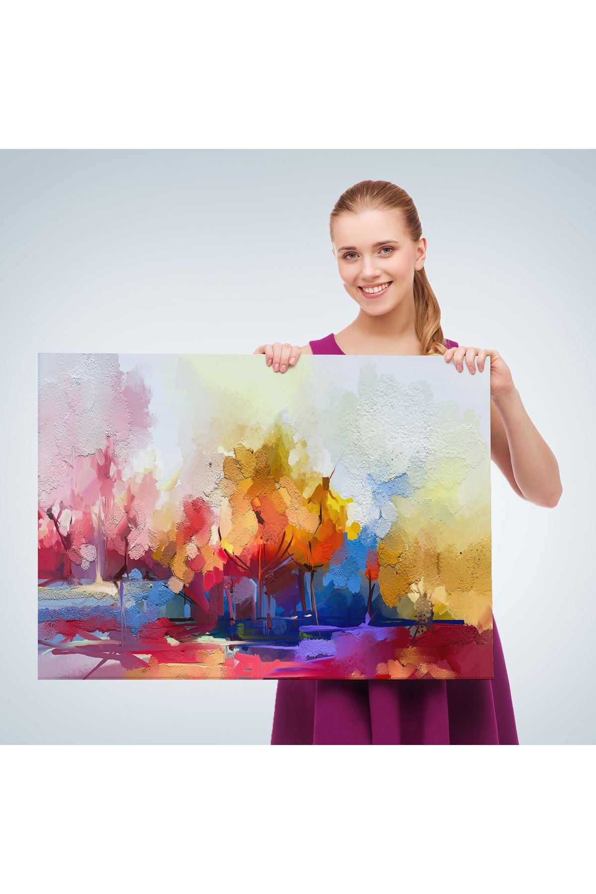 Fırça Darbeli Soyut Modern Sanat Yağlıboya Görünüm Kanvas Tablo-3652