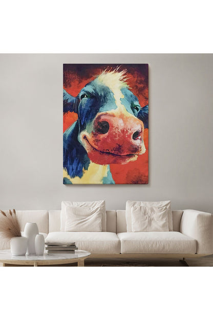 Komik İnek Portre Duvar Tablosu-6087