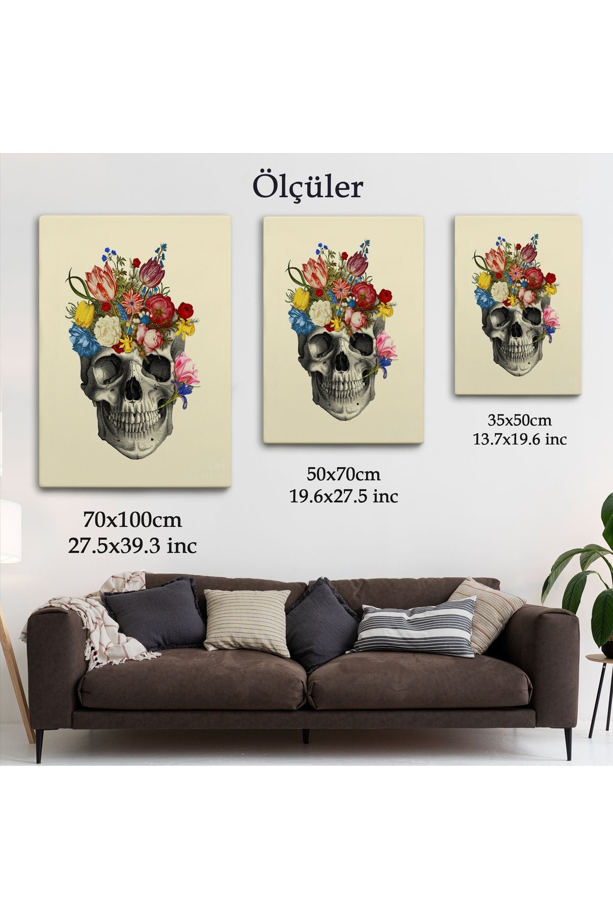 Çiçekli Kafatası Madame Memento Kanvas Tablo, Kafatası Ölülerin Günü Kanvas Tablo-5321