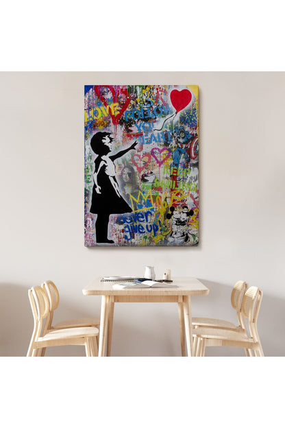 Renkli Balon Kız Sanatı, Banksy Kanvas Tablo-5317