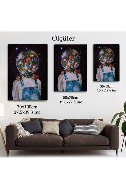 Çiçek Kafalı Kız Çocuğu Dekoratif Duvar Tablosu-6114