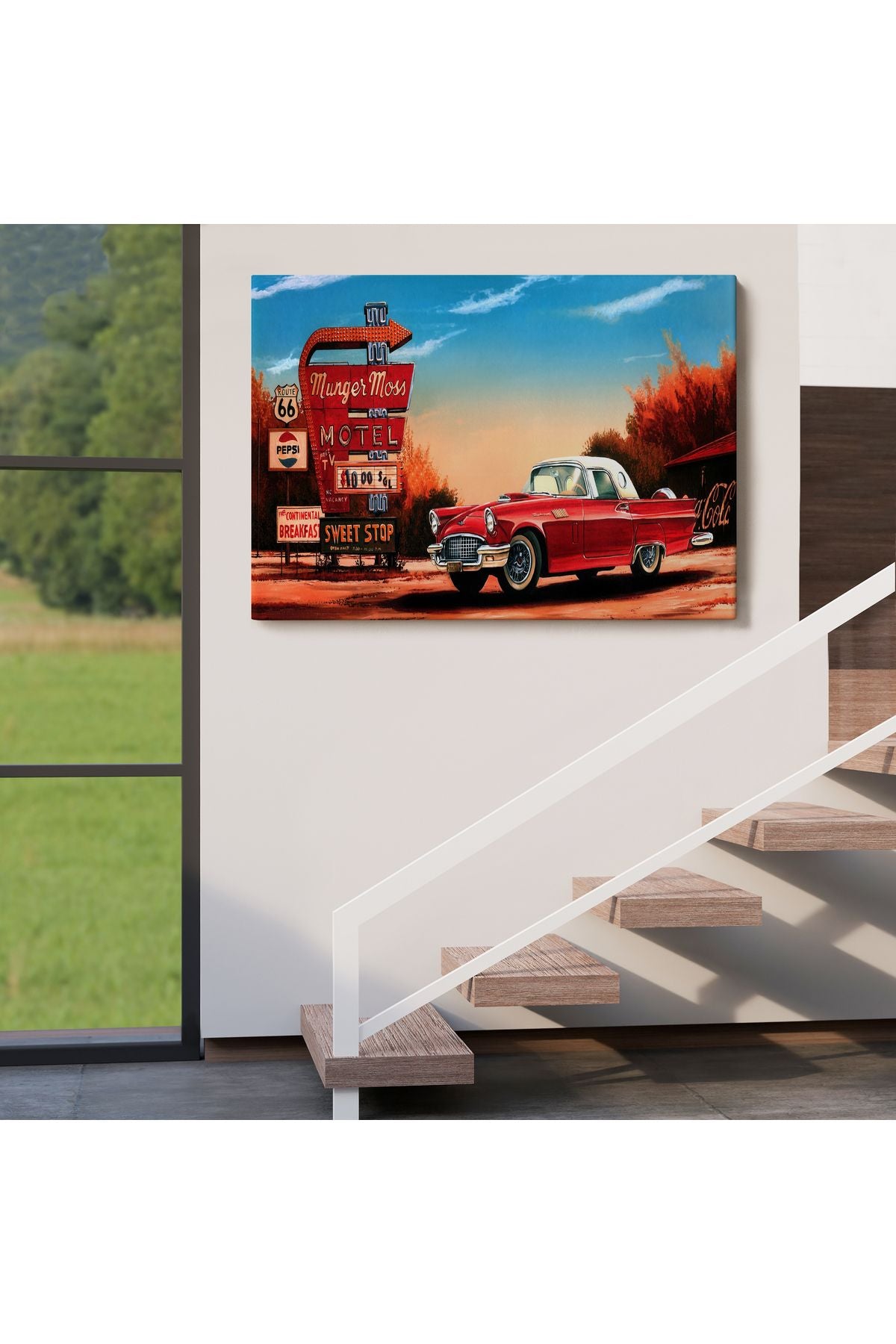 Kırmızı Klasik Araba Tablosu-6611