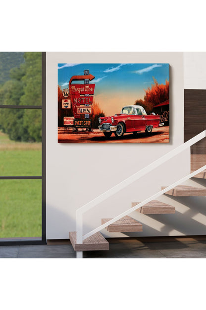 Kırmızı Klasik Araba Tablosu-6611