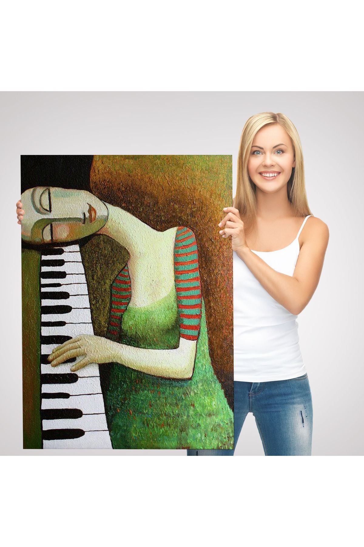 Dekoratif Kanvas Tablo, Duvar Tablosu-Piyano Virtüözü Kadın 6495