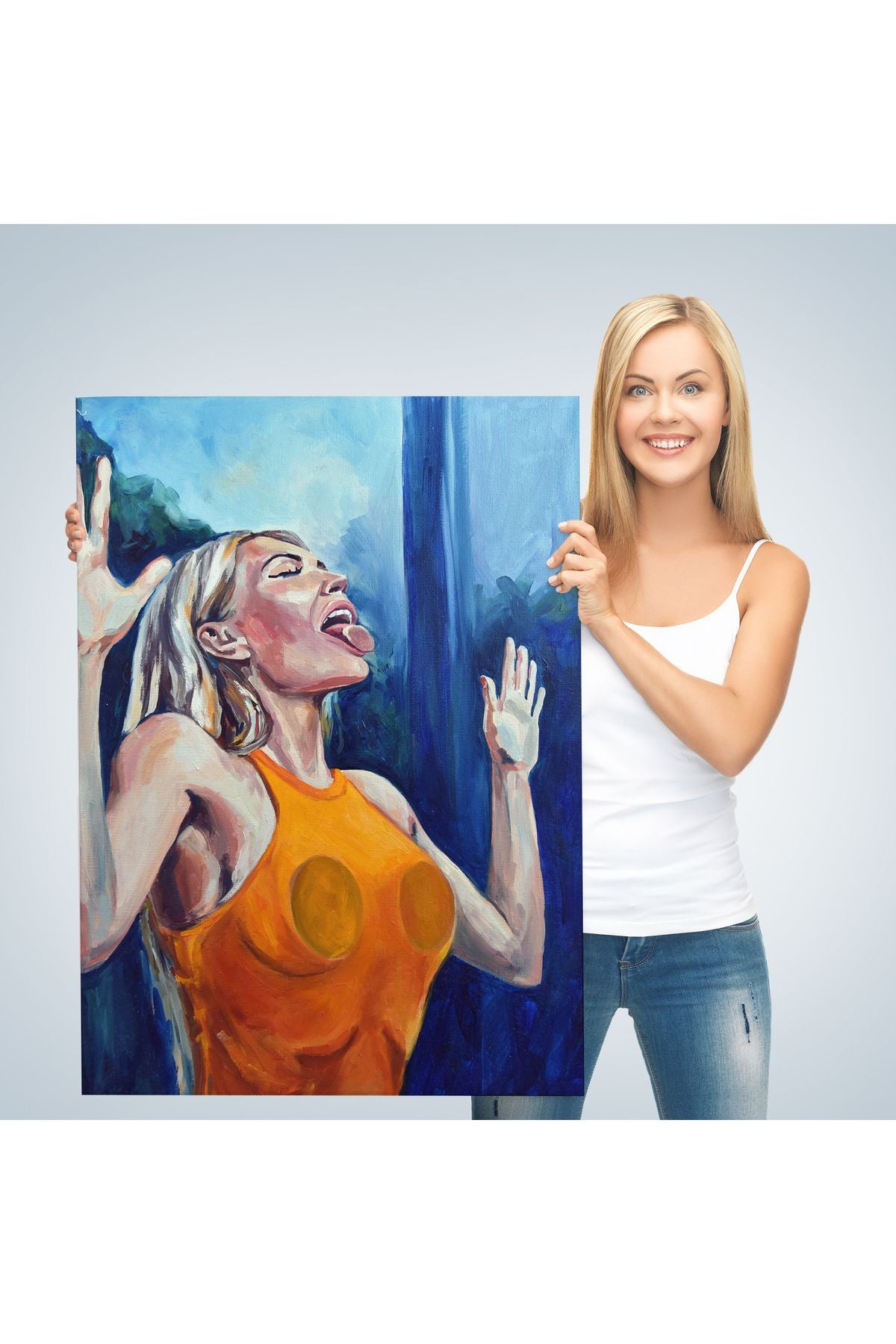 Camı Yalayan Kadın Kanvas Tablosu-5130
