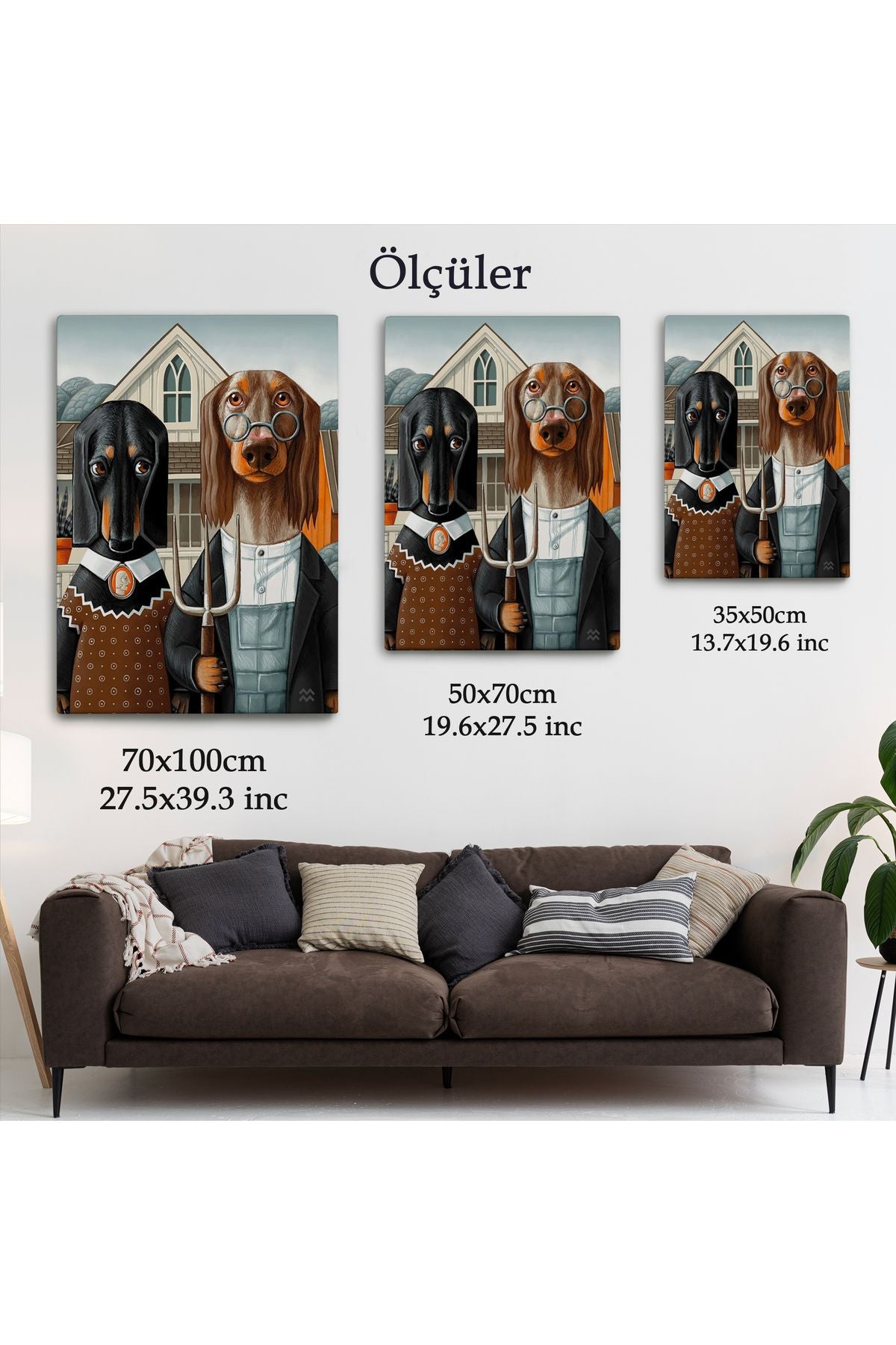 Amerikan Gotik Klasiği Köpekler Tablosu-6012