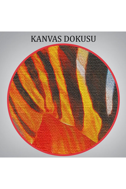 Renkli Zebra Yağlıboya Görünüm Dekoratif Kanvas Duvar Tablosu-5843