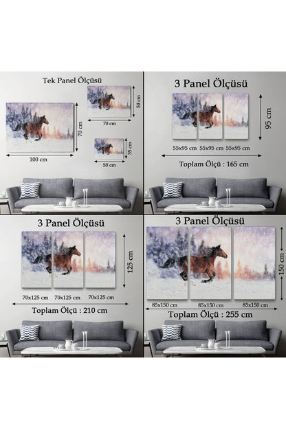 Karda Koşan At Dekoratif Kanvas Tablo 1133