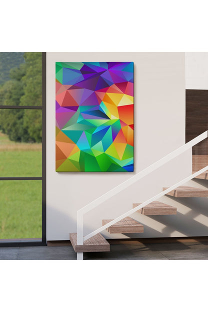 Renkli Geometrik Şekiller Çok Renkli Soyut Kanvas Tablo-5250