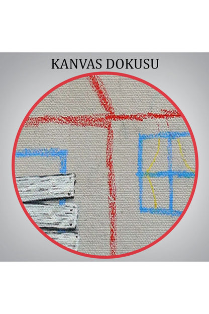 Bansky Çocuğun Çizdiği Evin Kapısını Kapatan Adam Kanvas Tablo-5019