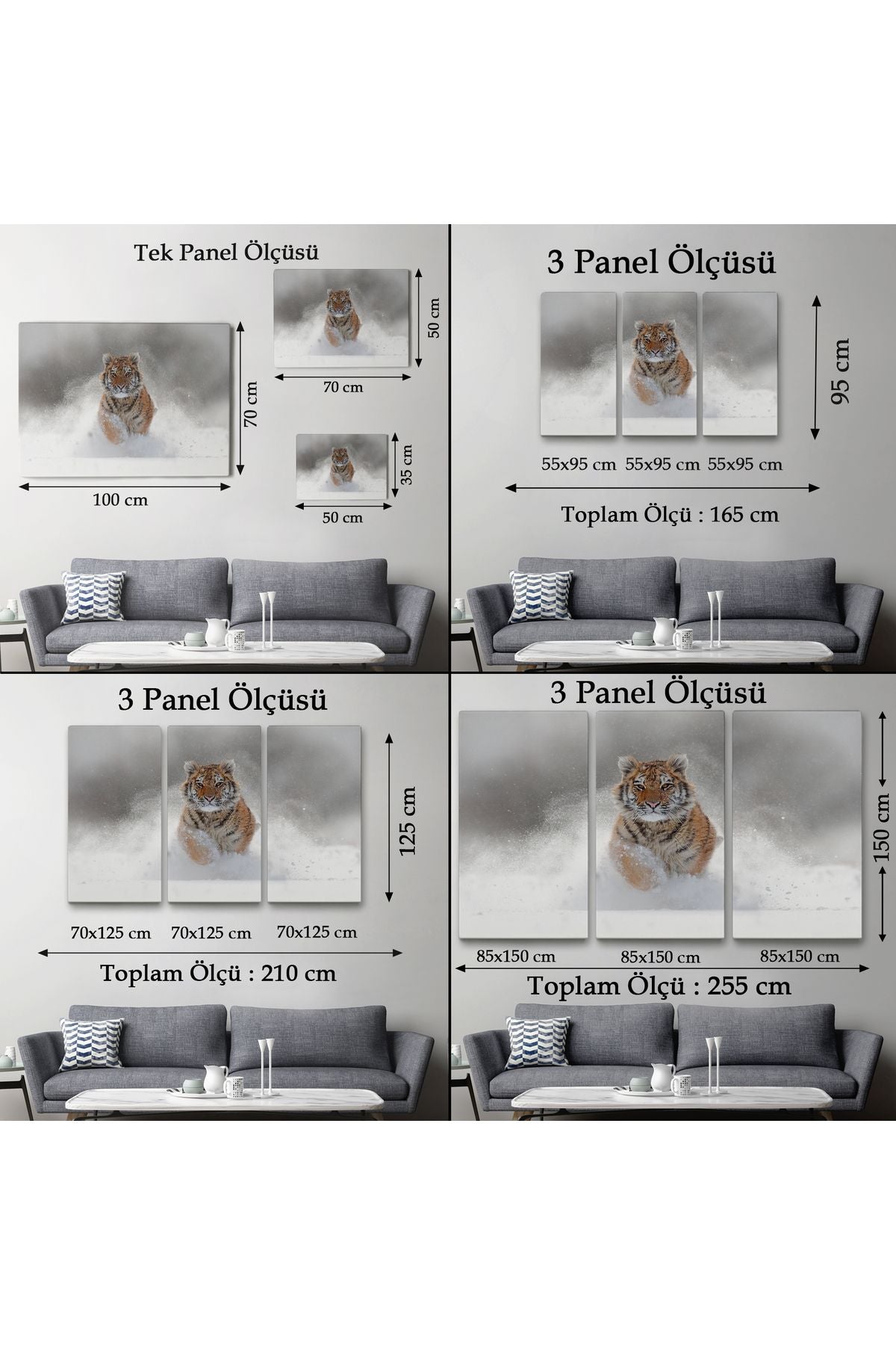 Karda Koşan Yavru Kaplan Dekoratif Kanvas Tablo 1135