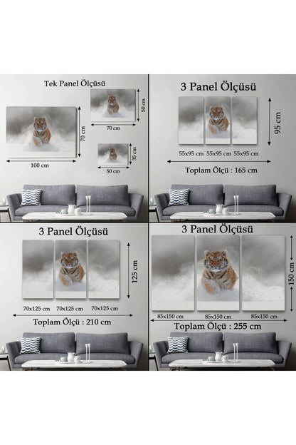 Karda Koşan Yavru Kaplan Dekoratif Kanvas Tablo 1135