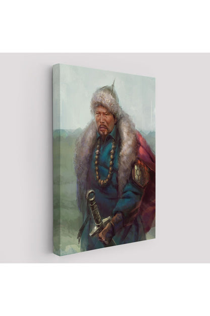 Cengiz Han Moğol Ordular Komutanı Yağlıboya Dekoratif Kanvas Tablo-5965
